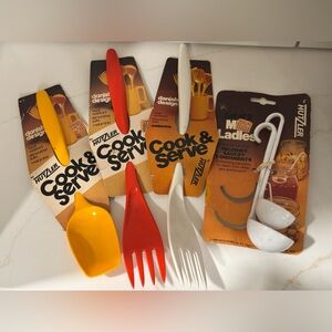 Vintage Hutzler Cook & Serve Utensils Lot – Mid-Century Danish Modern Melamine